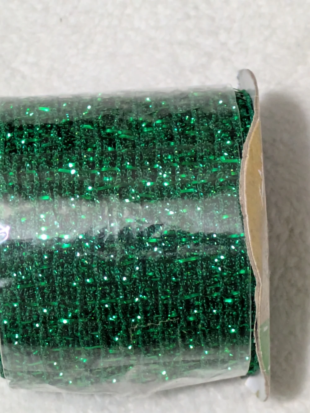 Crafter's Square Green Glitter Wired Ribbon 2.5
